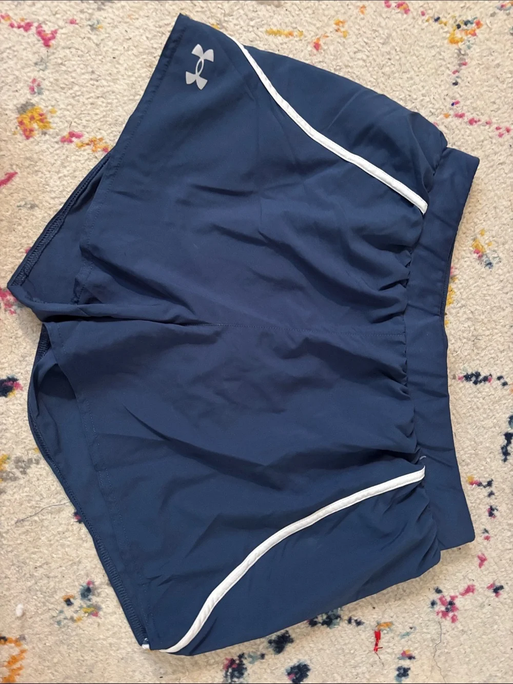 Under Armour Navy Athletic Shorts with White Trim